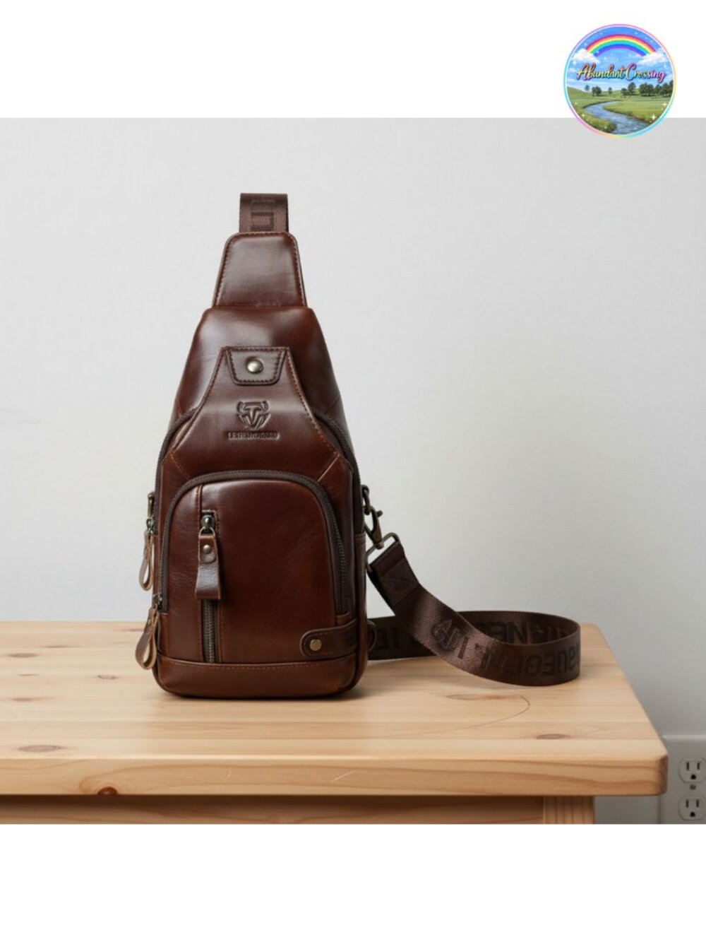 Genuine Leather Men's Crossbody Sling Bag Chest Shoulder Backpack